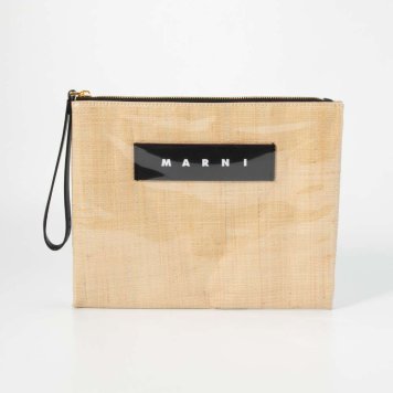 マルニ MARNI PHMO0003Q0 P3620 クラッチバッグ レディース バッグ ポーチ ラフィア ロゴ 鞄 プレゼント お祝い 記念 ベージュ