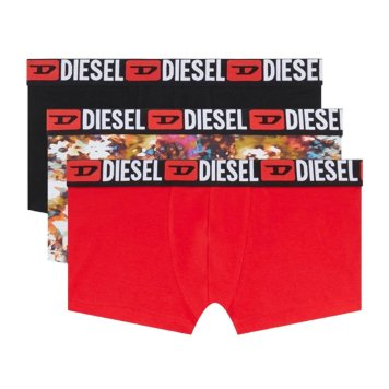 ディーゼル DIESEL ボクサーパンツ 前閉じ 無地 ロゴ コットン 3枚組 セット 男性用 0ST3V0LKBM E7057 メンズ マルチ+レッド+ブラック
