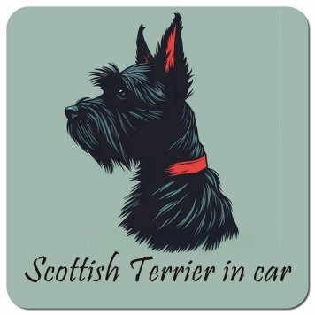 イラスト付 Dog in Car スコティッシュテリア Bタイプ カーサイン 車 マグネットステッカー 犬 マグネット 強力 13x13cm 正方形 おしゃれ かわいい ドラレコステッカー 安全対策 危険運転 煽り運転 アニマル 動物 犬種別 屋外 防水 屋内