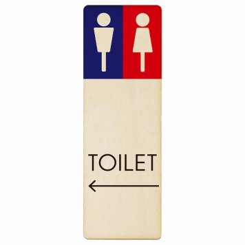 トイレ プレート 木製 男女 E1 左 矢印 長方形 縦書き 9x27cm 方向案内 進路ドア サインステッカー ピクトサイン トイレマーク表示 案内 注意 施設 御手洗 TOILET おしゃれ シンプル 安全対策