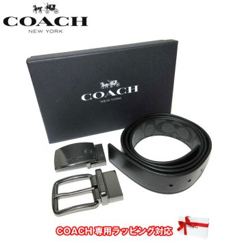 ●ギフトBOX付!!● コーチ アウトレット COACH アパレル メンズ F22540 PVC×レザー リバーシブル ベルト 38MM ギフトセット BK/BK(ブラック×ブラック)【RCP】【楽天カード分割】【メンズ】