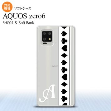 SHG04 SHG04 ZERO6 AQUOS zero6 スマホケース ソフトケース トランプ 帯 白 黒 +アルファベット メンズ レディース nk-zero6-tp527i