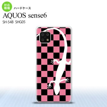 SH-54B SHG05 AQUOS sense6 スマホケース ハードケース トカゲ 市松 ピンク メンズ レディース nk-sens6-863