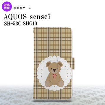 sense7 sense7 手帳型スマホケース カバー くま チェック レース 茶 2022年 11月発売 nk-004s-sens7-dr753