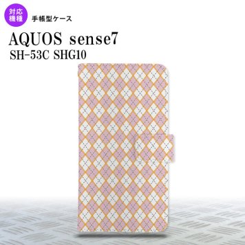 sense7 sense7 手帳型スマホケース カバー アーガイル ピンク グレー 2022年 11月発売 nk-004s-sens7-dr1411