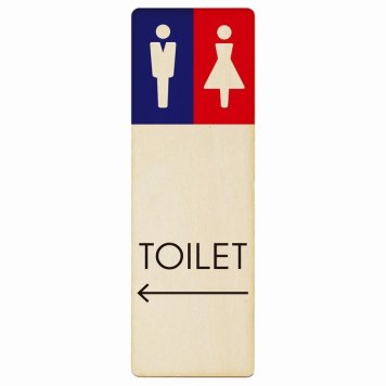 トイレ プレート 木製 男女 C1 左 矢印 長方形 縦書き 4x12cm 方向案内 進路ドア サインステッカー ピクトサイン トイレマーク表示 案内 注意 施設 御手洗 TOILET おしゃれ シンプル 安全対策