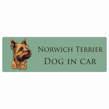 ドッグ カーステッカー イラスト付 Dog in Car ノーリッチテリア Bタイプ セーフティサイン 犬種別 長方形 20x6.7cm シール リア あおり運転対策 Dog Sticker 屋外 屋内 防水 かわいい おしゃれ 安全対策 カーサイン