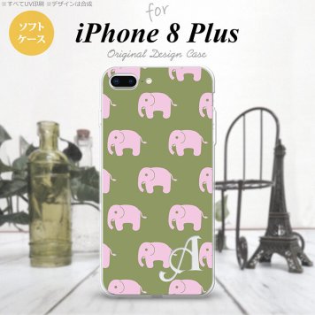【iPhone8Plus】【スマホケース/スマホカバー】【アイフォン8プラス】iPhone8Plus スマホケース ケース アイフォン8プラス イニシャル ゾウ柄 モスグリーン nk-ip8p-tp773ini【メール便送料無料】
