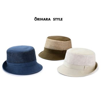 ORIHARA STYLE 尾州からみ織り麻 風が通るアルペンハット[帽子 ハット ぼうし 夏用 夏 春夏 麻 綿 メンズ 小さいサイズ 大きいサイズ 20代 30代 40代 50代 おしゃれ つば ツバ 短い]