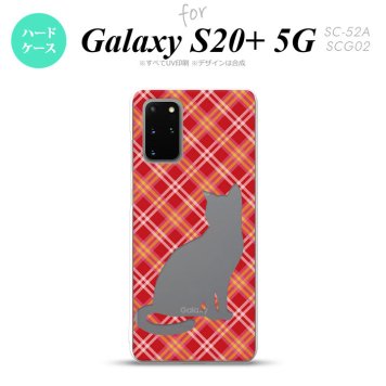 SC-52A SCG02 Galaxy S20+ 5G スマホケース ハードケース 猫 チェック A 赤 メンズ レディース nk-s20p-951