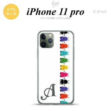 iPhone11Pro iPhone11 Pro スマホケース ソフトケース カエル かえる 帯 A 白 +アルファベット メンズ レディース nk-i11p-tp671i