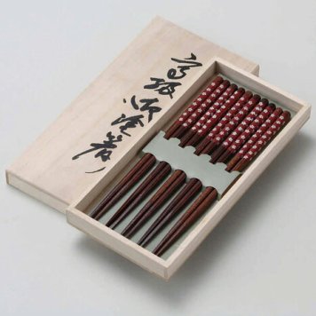 滑り止め木箸揃　木箱入（朱） インテリア 漆器 盆 カタログギフト 景品 粗品