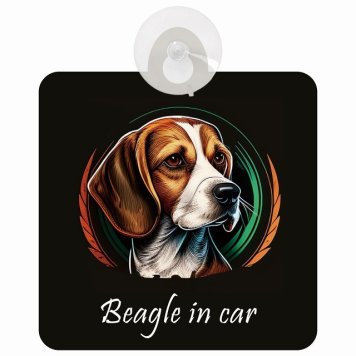 Beagle ビーグル Bタイプ 車 窓ガラス 吸盤タイプ 犬 かっこいい おしゃれ イラスト付 DOG IN CAR ドッグインカー ドッグオンボード 安全対策 セーフティサイン デコ 外出 ドライブ カーサイン 吸盤