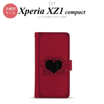 【手帳型 スマホ カバー ケース】【SO02K】【エクスペリア XZ1】手帳型 ケース SO-02K スマホ カバー Xperia XZ1 Compact エクスペリア 飾りハート（B) 赤 nk-004s-so02k-dr614【メール便送料無料】
