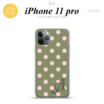 iPhone11Pro iPhone11 Pro スマホケース ソフトケース ドット 水玉 B モスグリーン +アルファベット メンズ レディース nk-i11p-tp832i