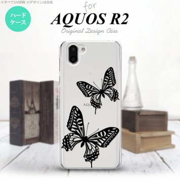 AQUOS R2 アクオス アール2 SH-03K SHV42 専用 スマホケース カバー ハードケース 蝶 クリア×黒 nk-r2-857[スマホ,スマホケース,スマホカバー,ケース,カバー,ジャケット]