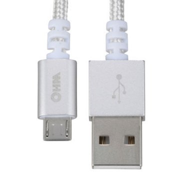 オーム電機 高耐久マイクロUSBケーブル 1m シルバー SMT-L10TH-S