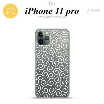 iPhone11Pro iPhone11 Pro スマホケース ソフトケース 唐草 クリア 白 メンズ レディース nk-i11p-tp1128