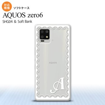 SHG04 SHG04 ZERO6 AQUOS zero6 スマホケース ソフトケース レース 白 +アルファベット メンズ レディース nk-zero6-tp361i