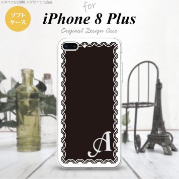 【iPhone8Plus】【スマホケース/スマホカバー】【アイフォン8プラス】iPhone8Plus スマホケース ケース アイフォン8プラス イニシャル レース柄（A） 白×黒 nk-ip8p-tp363ini【メール便送料無料】