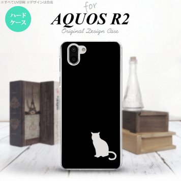 AQUOS R2 アクオス アール2 SH-03K SHV42 専用 スマホケース カバー ハードケース 猫(影) 黒×クリア nk-r2-430[スマホ,スマホケース,スマホカバー,ケース,カバー,ジャケット]