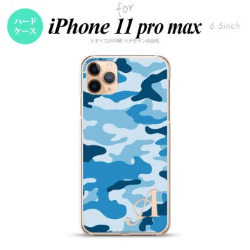 iPhone11ProMax iPhone11pro max スマホケース ハードケース ウッドランド 迷彩 C 青 +アルファベット メンズ レディース nk-i11pm-1154i