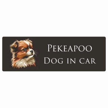 ドッグ カーステッカー イラスト付 Dog in Car ペキプー Bタイプ セーフティサイン 犬種別 長方形 20x6.7cm シール リア あおり運転対策 Dog Sticker 屋外 屋内 防水 かわいい おしゃれ 安全対策 カーサイン