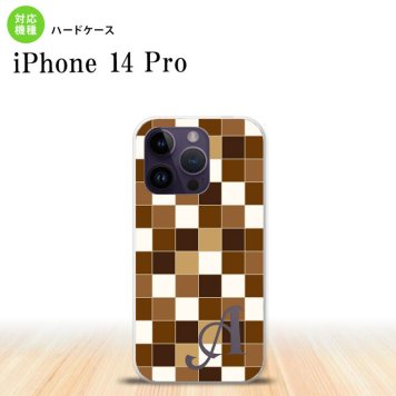 iPhone14 Pro iPhone14 Pro スマホケース 背面ケース ハードケース スクエア モザイク 茶 +アルファベット 2022年 9月発売 nk-i14p-1021i