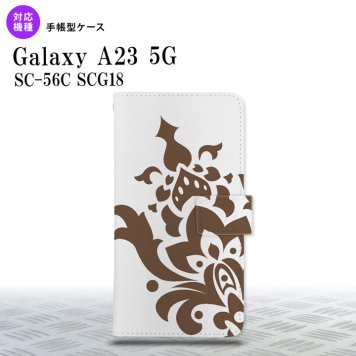 Galaxy A23 GalaxyA23 手帳型スマホケース カバー ダマスク 茶 2022年 10月発売 nk-004s-a23-dr1031