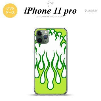 iPhone11Pro iPhone11 Pro スマホケース ソフトケース ファイヤー 炎 白 緑 メンズ レディース nk-i11p-tp1310