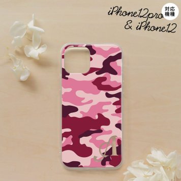 iPhone12/iPhone12pro iPhone12 / iPhone12pro スマホケース ソフトケース ウッドランド 迷彩 B ピンク +アルファベット メンズ レディース nk-i12-tp1148i