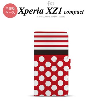 【手帳型 スマホ カバー ケース】【SO02K】【エクスペリア XZ1】手帳型 ケース SO-02K スマホ カバー Xperia XZ1 Compact エクスペリア ドット・ボーダー 赤 nk-004s-so02k-dr356【メール便送料無料】