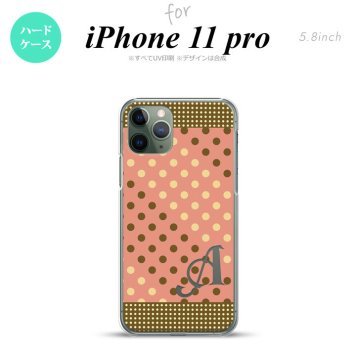 iPhone11Pro iPhone11 Pro スマホケース ハードケース ドット 水玉 C サーモンピンク 茶 +アルファベット メンズ レディース nk-i11p-1641i