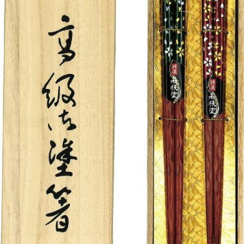 春の贈り物便り特選 若狭塗 花やしき 桐箱2膳セット 緑：23cm、赤：21cm ★食器洗い乾燥機可
