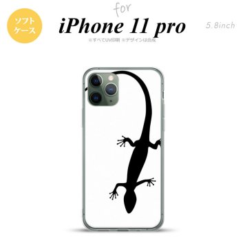 iPhone11Pro iPhone11 Pro スマホケース ソフトケース トカゲ 白 黒 メンズ レディース nk-i11p-tp506