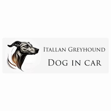 ドッグ カーステッカー イラスト付 Dog in Car イタリアングレーハウンド B タイプ セーフティサイン 犬種別 長方形 20x6.7cm シール リア あおり運転対策 Dog Sticker 屋外 屋内 防水 かわいい おしゃれ 安全対策 カーサイン