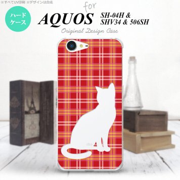【SH04H】【スマホケース/スマホカバー】【アクオス ゼータ】SH04H スマホケース AQUOS ZETA SH04H カバー アクオス ゼータ 猫 チェック赤B nk-sh04h-952【メール便送料無料】