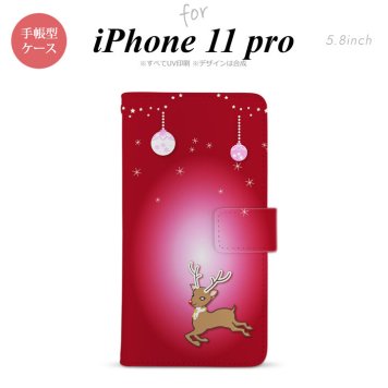 iPhone11Pro iPhone11 Pro 手帳型スマホケース カバー トナカイ 赤  nk-004s-i11p-dr645