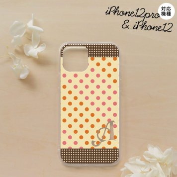 iPhone12/iPhone12pro iPhone12 / iPhone12pro スマホケース ソフトケース ドット 水玉 C ベージュ オレンジ +アルファベット メンズ レディース nk-i12-tp1648i