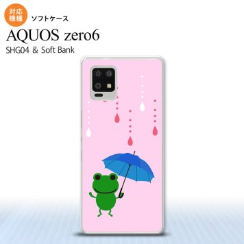 SHG04 SHG04 ZERO6 AQUOS zero6 スマホケース ソフトケース 傘 カエル ピンク メンズ レディース nk-zero6-tp677