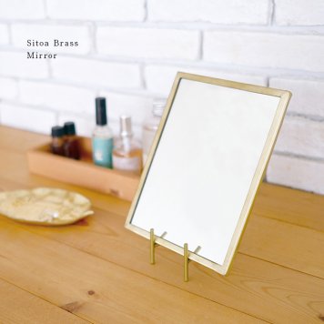 Sitoa シトア Brass Mirror スクエア[鏡 卓上 卓上ミラー スタンドミラー 壁掛け 壁掛けミラー ウォールミラー 真鍮 フレーム スタンド セット アンティーク ゴールド アイアン インテリア おしゃれ かわいい 北欧 韓国 風]