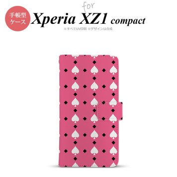 【手帳型 スマホ カバー ケース】【SO02K】【エクスペリア XZ1】手帳型 ケース SO-02K スマホ カバー Xperia XZ1 Compact エクスペリア トランプ(スペード) ピンク×白 nk-004s-so02k-dr542【メール便送料無料】