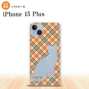 iPhone15 plus iPhone15 plus スマホケース 背面ケースソフトケース 猫 チェック A 赤 茶 2023年 9月発売 nk-i15pl-tp953
