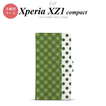 【手帳型 スマホ カバー ケース】【SO02K】【エクスペリア XZ1】手帳型 ケース SO-02K スマホ カバー Xperia XZ1 Compact エクスペリア チェック･ドット 緑 nk-004s-so02k-dr1524【メール便送料無料】