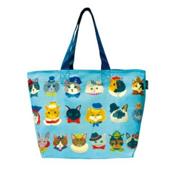 保冷バッグ ネコフェイス 約24L エコバッグ 保冷機能付き 折りたたみポーチ付き