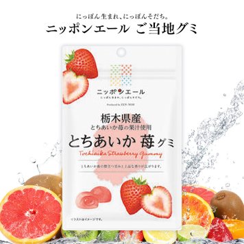 【メール便配送】ご当地グミ ニッポンエール 栃木県産 とちあいか苺グミ ご当地 お菓子 グルメ お土産 名産 果実グミ 全国農協食品