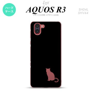 SH-04L SHV44 R3 AQUOS R3 スマホケース カバー 猫 影 黒 クリア nk-r3-430