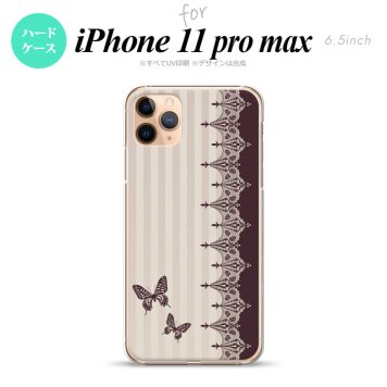 iPhone11ProMax iPhone11pro max スマホケース ハードケース バタフライ 蝶 レース 茶 メンズ レディース nk-i11pm-1284