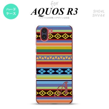 SH-04L SHV44 R3 AQUOS R3 スマホケース カバー エスニック ボーダー カラフル +アルファベット nk-r3-1565i