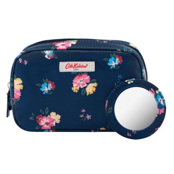 キャスキッドソン Cath Kidston ポーチ 985383 105965917969102 CLASSIC MAKE UP CASE PARK MEADOW BUNCH クラシック メイクアップ ケース ミラー付き 化粧ポーチ パーク メドウ バンチ NAVY ネイビー＋フラワー柄マルチカラー